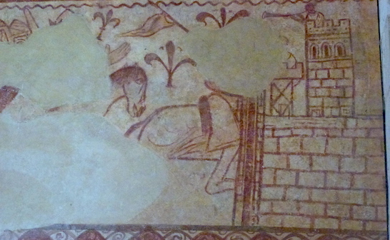 fresque de la chapelle templière de Cressac aujourd'hui; photo JP Schmit